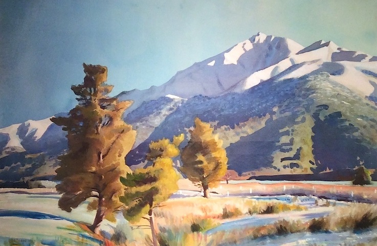 AA-Deans-Winter-Snow-Mt-Peel | watercolour | McAtamney Gallery and Design Store | Geraldine NZ