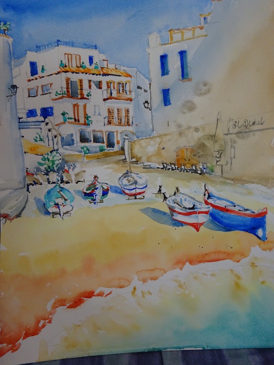 Susie-Millichamp| Beach Parafrugell Spain |watercolour | McAtamney Gallery and Design Store | Geraldine NZ