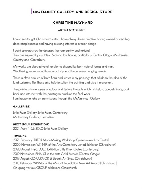 ChristineMaynardArtistStatement
